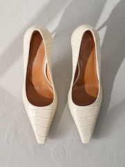 Bone Signature Premium Leather Croc Embossed Pointed Toe Court Heels - Image 1 of 7
