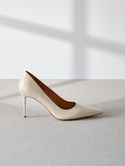 Bone Signature Premium Leather Croc Embossed Pointed Toe Court Heels - Image 2 of 7