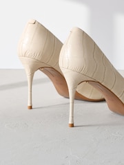 Bone Signature Premium Leather Croc Embossed Pointed Toe Court Heels - Image 3 of 7