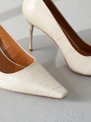 Bone Signature Premium Leather Croc Embossed Pointed Toe Court Heels - Image 7 of 7