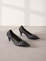 Black Signature Premium Scrunched Pointed Court Heels - Image 2 of 5