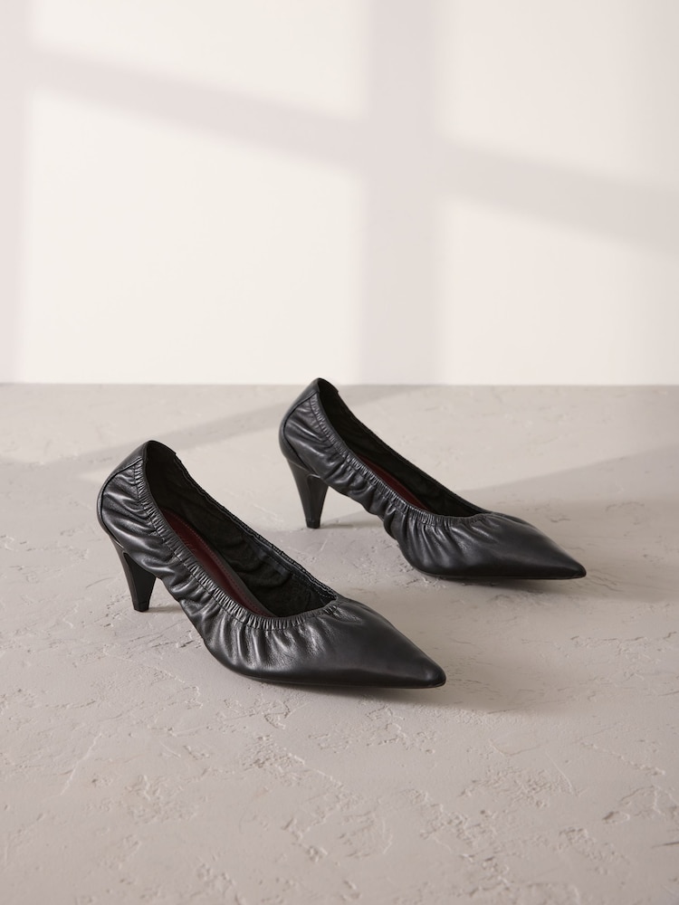 Black Signature Premium Scrunched Pointed Court Heels - Image 2 of 5