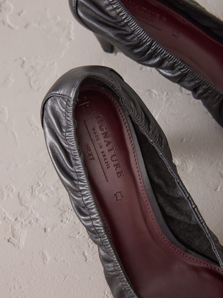 Black Signature Premium Scrunched Pointed Court Heels - Image 5 of 5