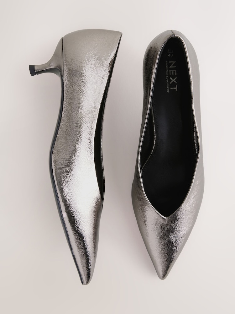 Pewter Standard/Wide Fit Forever Comfort® Point Toe Low Kitten Heels - Image 2 of 5
