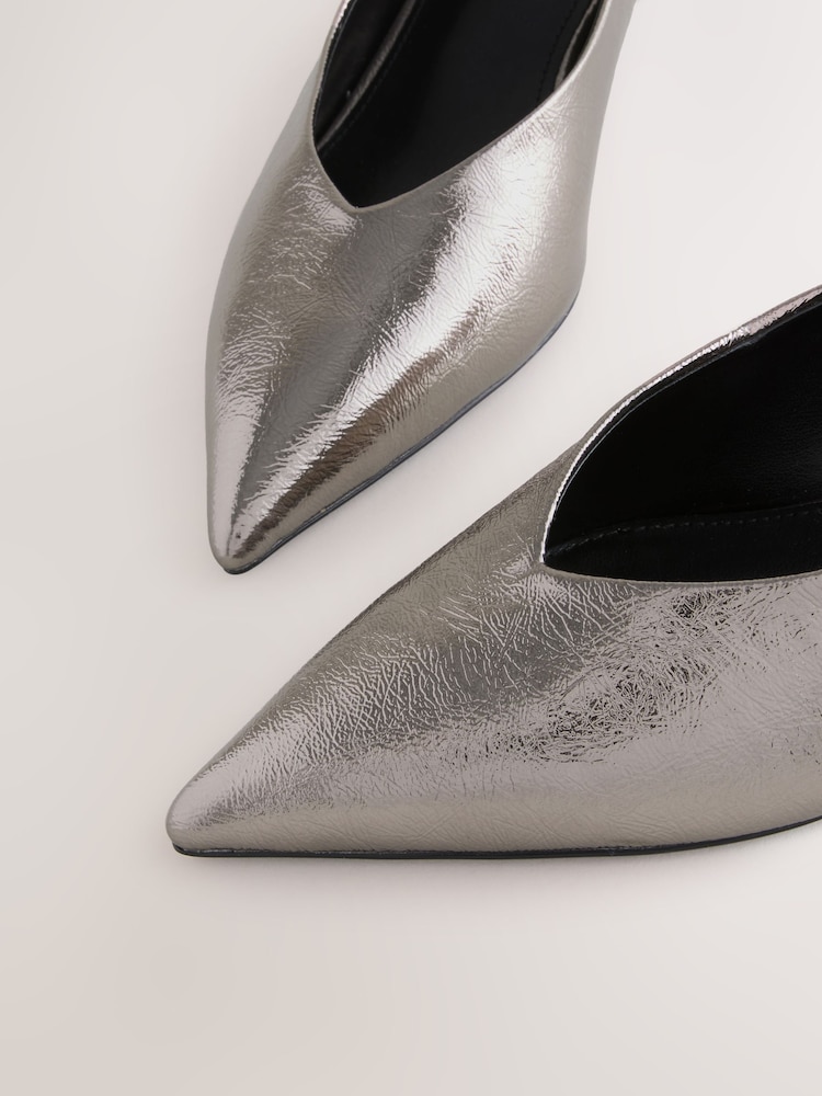 Pewter Standard/Wide Fit Forever Comfort® Point Toe Low Kitten Heels - Image 4 of 5