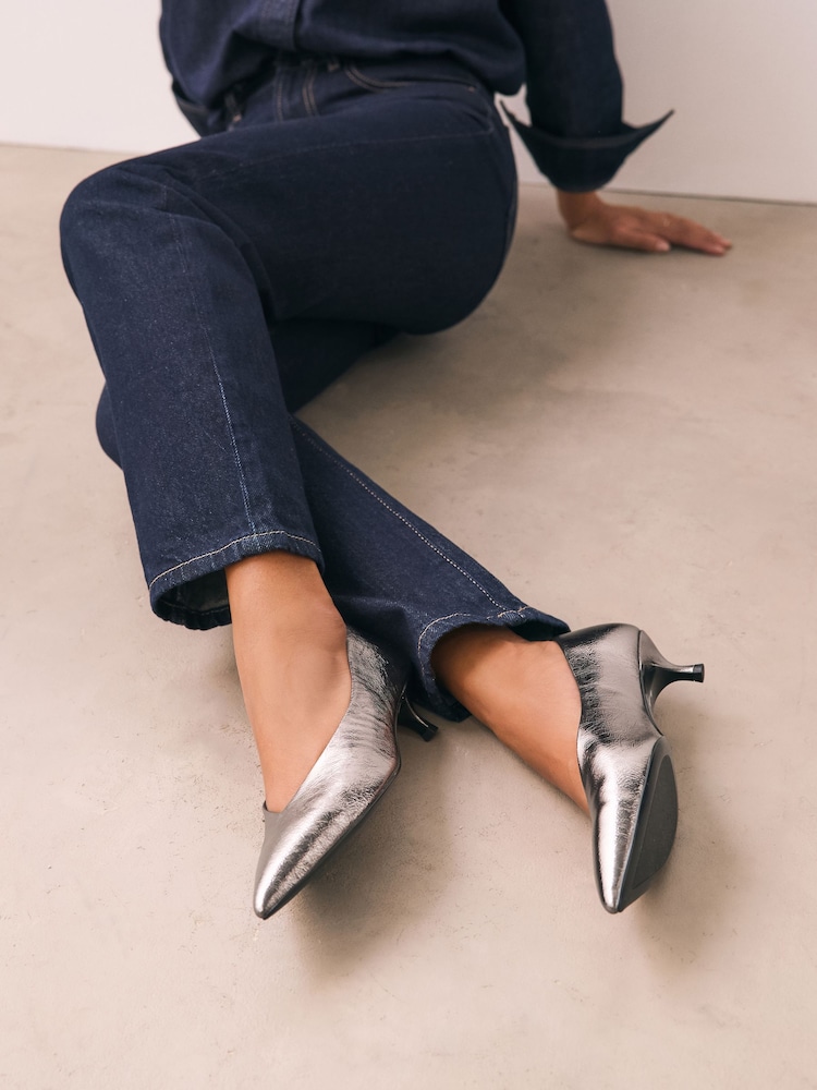 High Heeled Pewter Shoes Next Buy Pewter Standard/Wide Fit Point