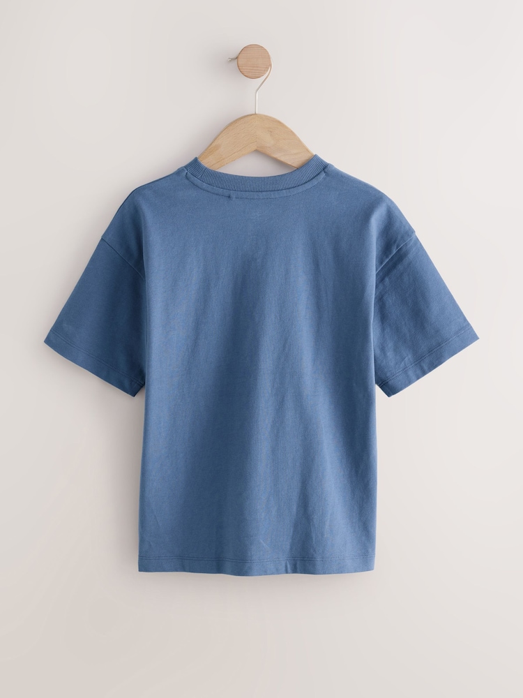 Mid Blue Relaxed Fit Short Sleeve 100% Cotton T-Shirt (3-17yrs) - Image 2 of 4