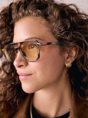 Schildpatt, Braun - Sonnenbrille mit eckiger Form - Bild 4 von 7