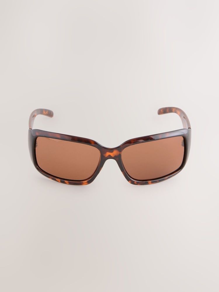 Tortoiseshell Brown Wrap Around Sunglasses - Image 2 of 4 Tortoiseshell Brown Wrap Around Sunglasses - Image 2 of 4