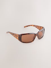 Tortoiseshell Brown Wrap Around Sunglasses - Image 3 of 4