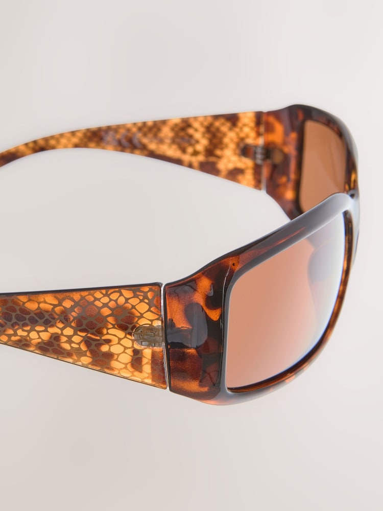 Tortoiseshell Brown Wrap Around Sunglasses - Image 4 of 4 Tortoiseshell Brown Wrap Around Sunglasses - Image 4 of 4