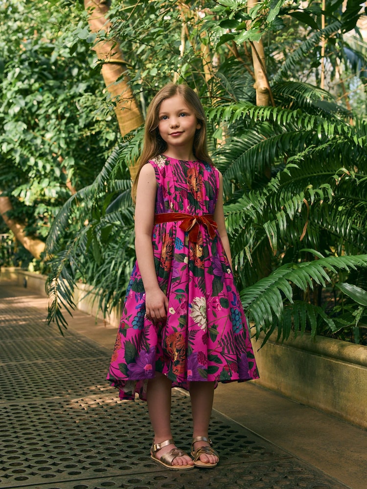 Hot Pink Floral Kew Collection Prom Dress (3-12yrs) - Image 3 of 3