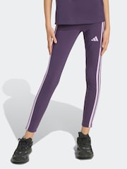 adidas Purple Essentials 3-Stripes Kids Leggings - Image 1 of 6