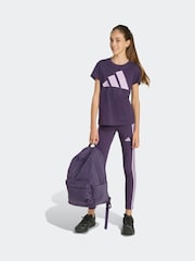 adidas Purple Essentials 3-Stripes Kids Leggings - Image 4 of 6
