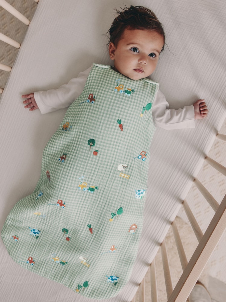 Gingham Embroidered Farm 2.5 TOG Sleeveless Sleep Bag - Image 1 of 16