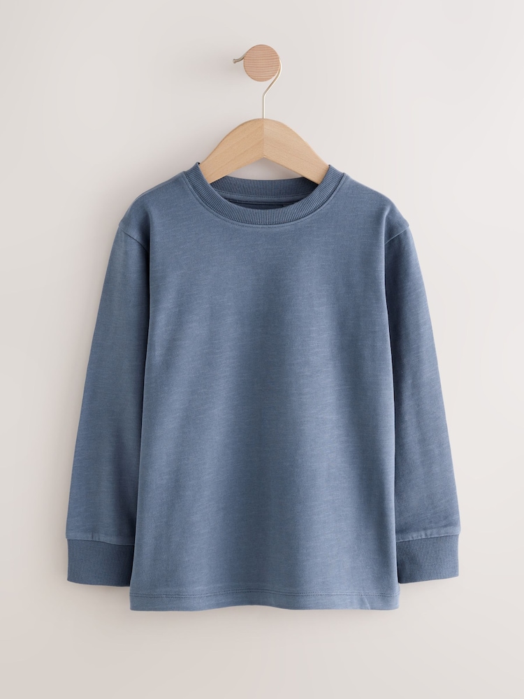 Mid Blue Regular Fit Long Sleeve Cosy T-Shirt (3-16yrs) - Image 1 of 4