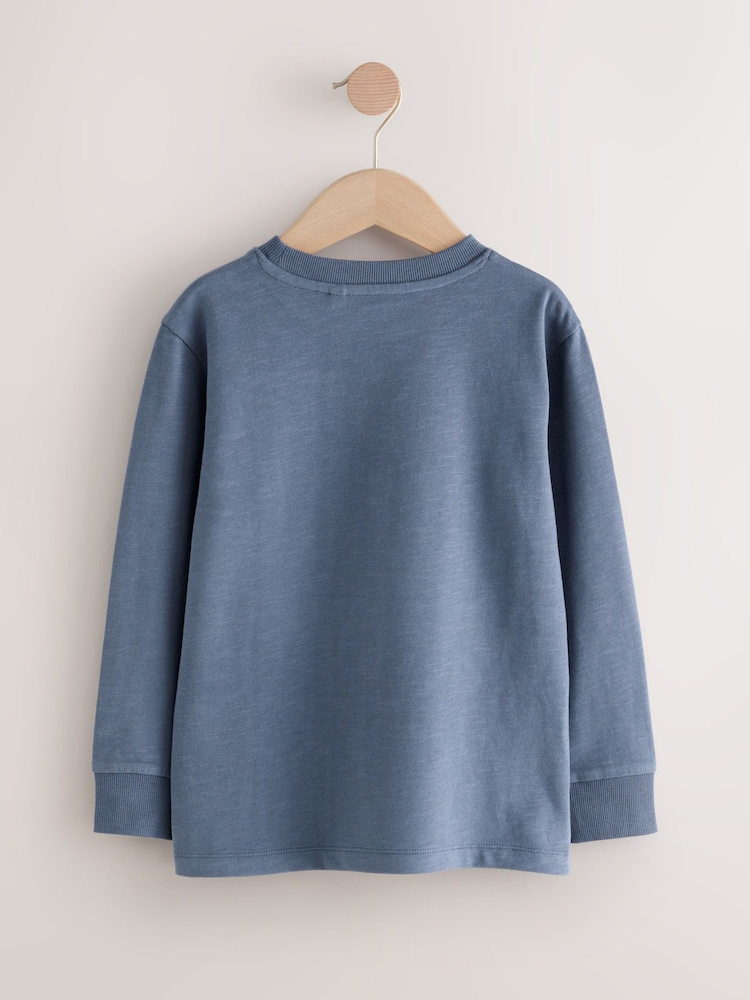 Mid Blue Regular Fit Long Sleeve Cosy T-Shirt (3-16yrs) - Image 2 of 4 Mid Blue Regular Fit Long Sleeve Cosy T-Shirt (3-16yrs) - Image 2 of 4