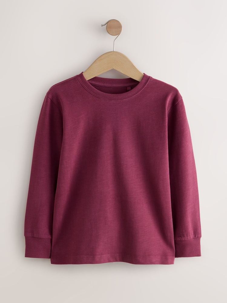 Berry Red Regular Fit Long Sleeve Cosy T-Shirt (3-16yrs) - Image 1 of 4