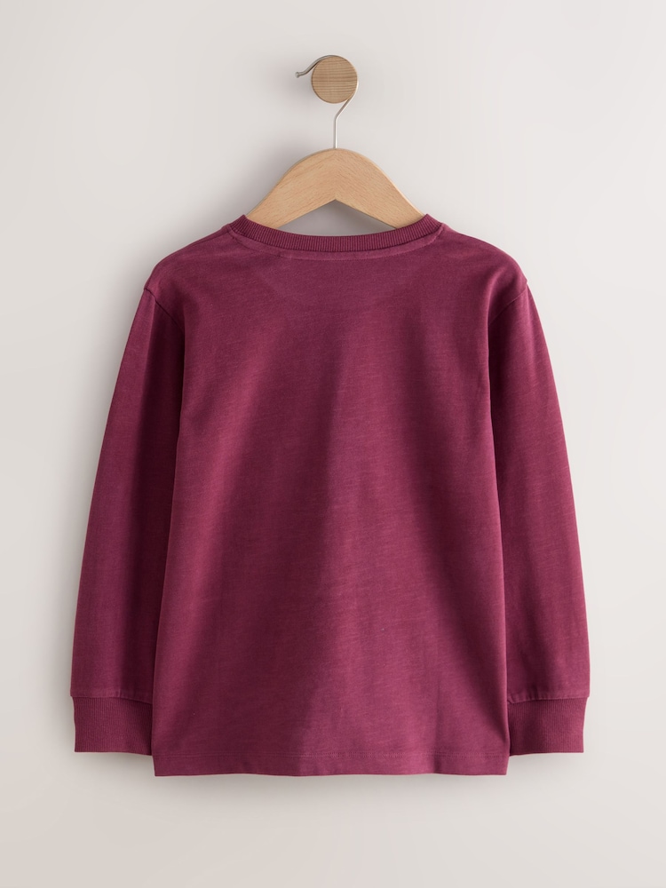 Berry Red Regular Fit Long Sleeve Cosy T-Shirt (3-16yrs) - Image 2 of 4