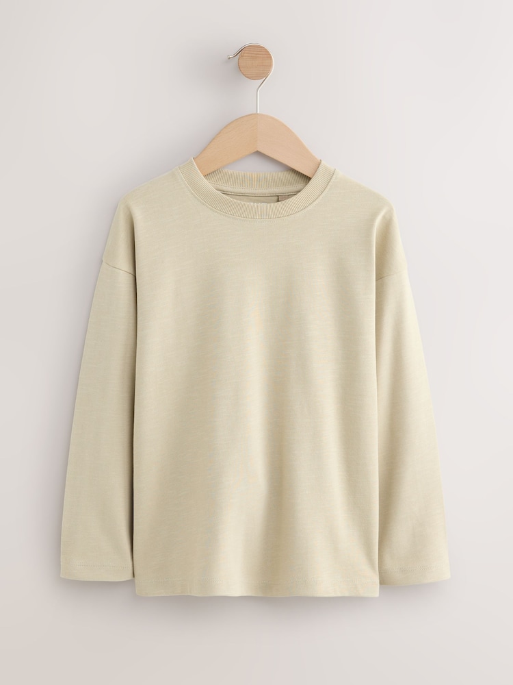 Stone Relaxed Fit Long Sleeve Cosy T-Shirt (3-16yrs) - Image 1 of 4 Stone Relaxed Fit Long Sleeve Cosy T-Shirt (3-16yrs) - Image 1 of 4