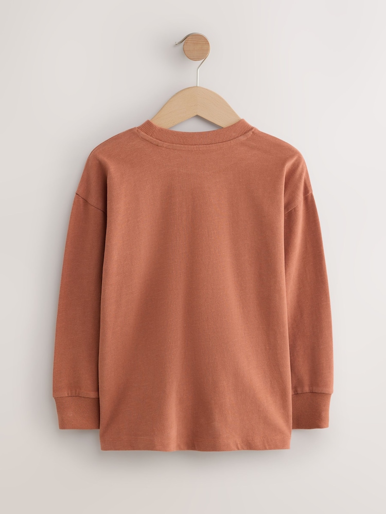Rust Red Regular Fit Long Sleeve Cosy T-Shirt (3-16yrs) - Image 2 of 4