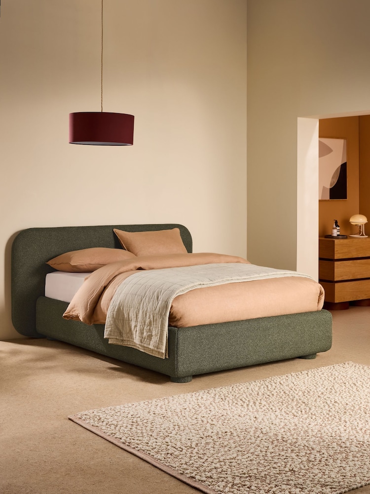 MADE.COM Soft Touch Boucle Forest Green Hanson Ottoman Storage Bed - Image 1 of 5