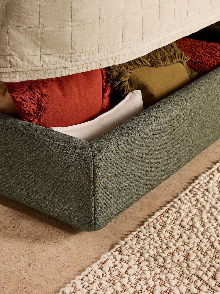 MADE.COM Soft Touch Boucle Forest Green Hanson Ottoman Storage Bed - Image 2 of 5