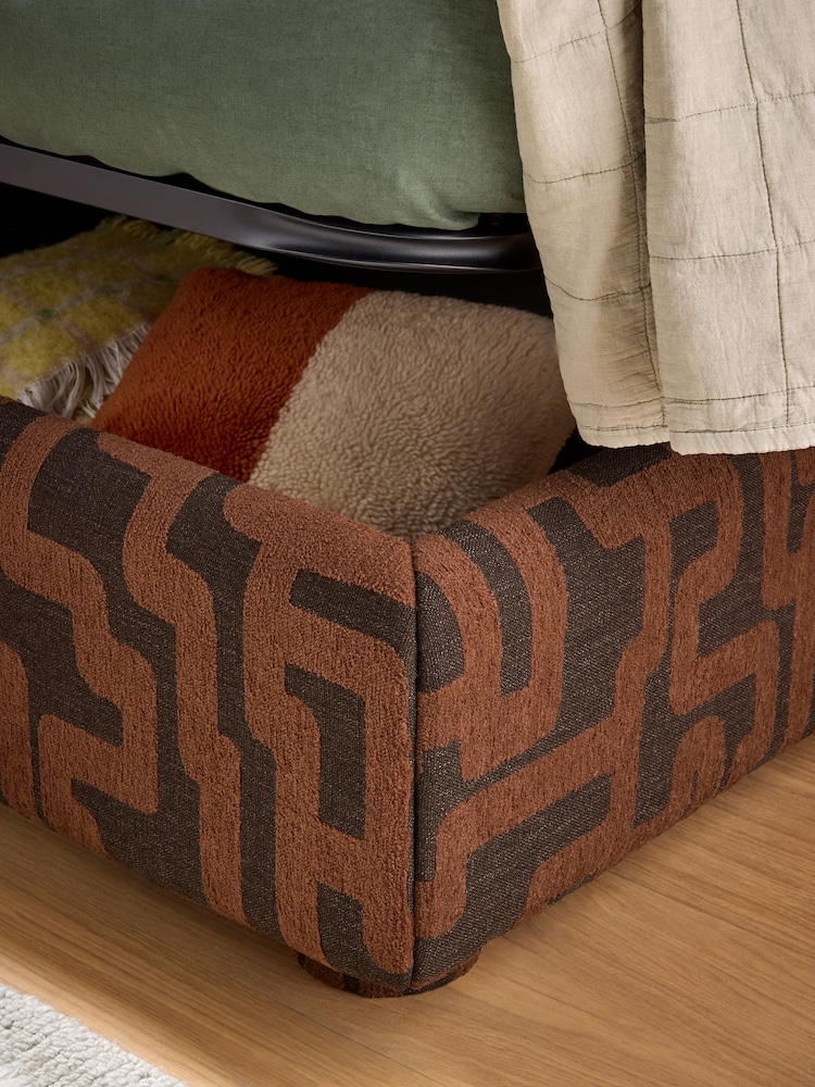 MADE.COM Clyde Abstract Chocolate Brown Hanson Ottoman Storage Bed - Image 3 of 3