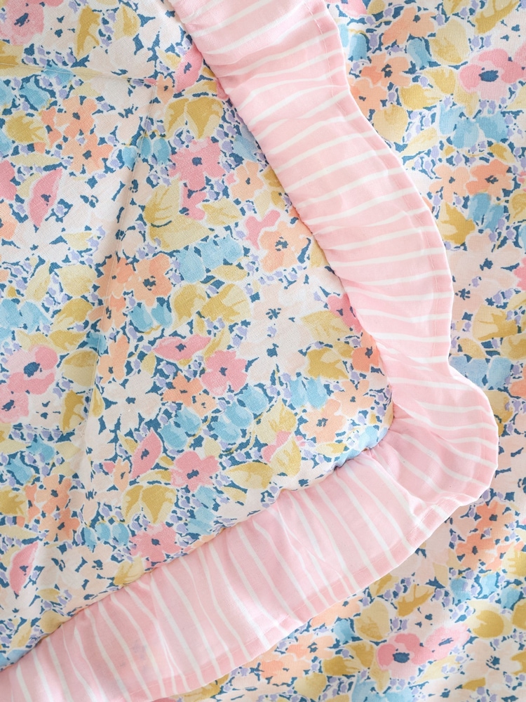Catherine Lansfield Pink Darcy Floral Frill Edge Reversible Bedspread - Image 3 of 3