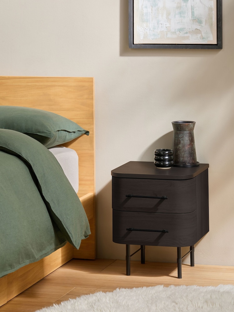 MADE.COM Dark Oak Effect Zeke Bedside Table - Image 1 of 5