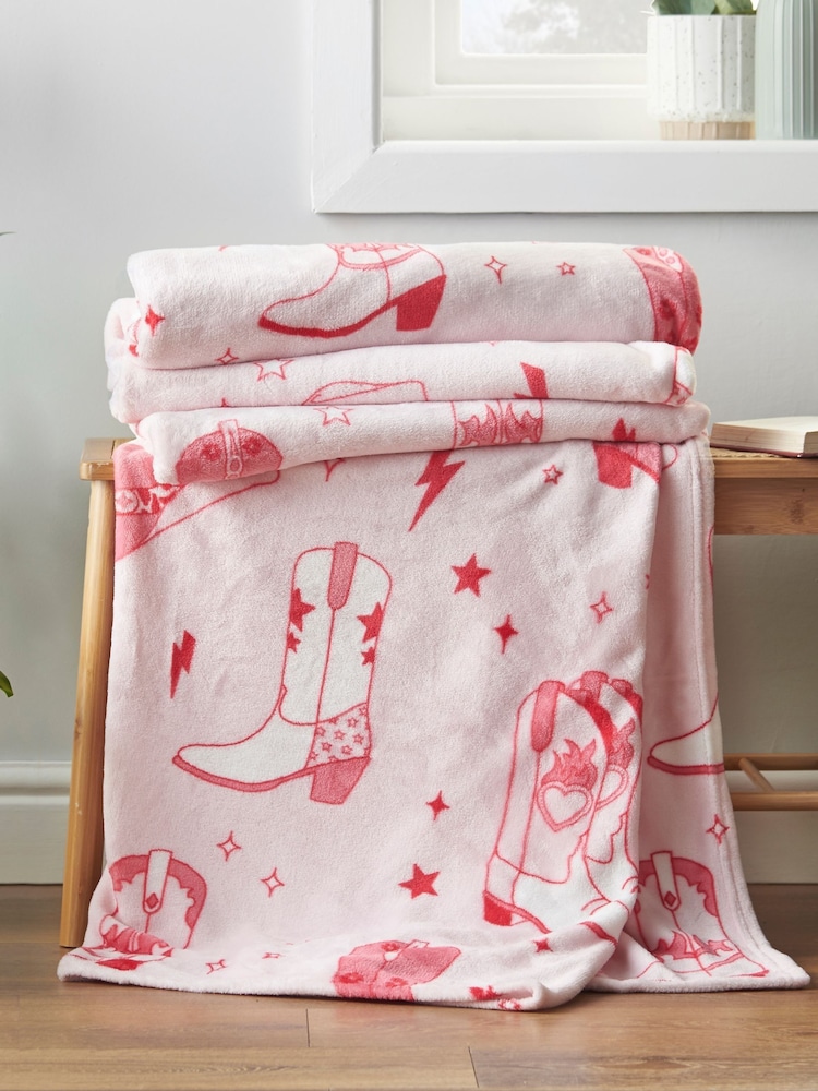 Sassy B Oversized Cowgirl Boots Cosy Fleece Throw - Imagem 1 de 4