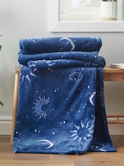 Sassy B Navy Blue Astrology Cosy Fleece Oversized Throw - Image 1 of 4