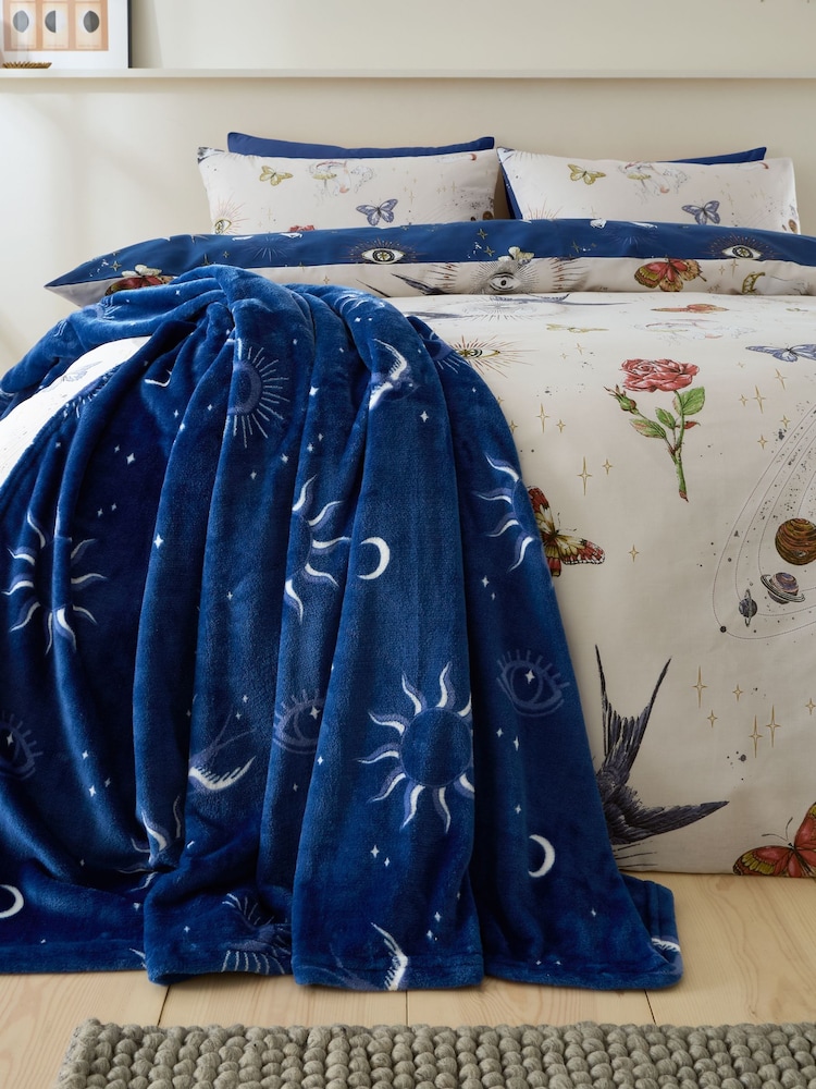 Sassy B Navy Blue Astrology Cosy Fleece Oversized Throw - Image 2 of 4