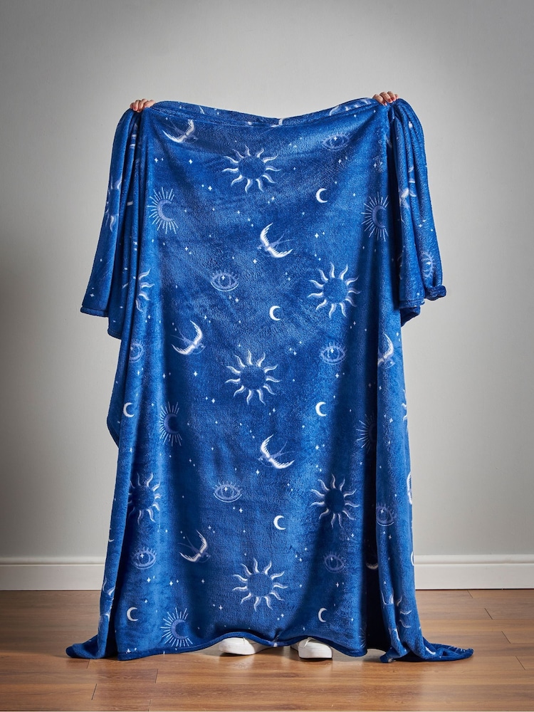 Sassy B Navy Blue Astrology Cosy Fleece Oversized Throw - Image 4 of 4 Sassy B Navy Blue Astrology Cosy Fleece Oversized Throw - Image 4 of 4