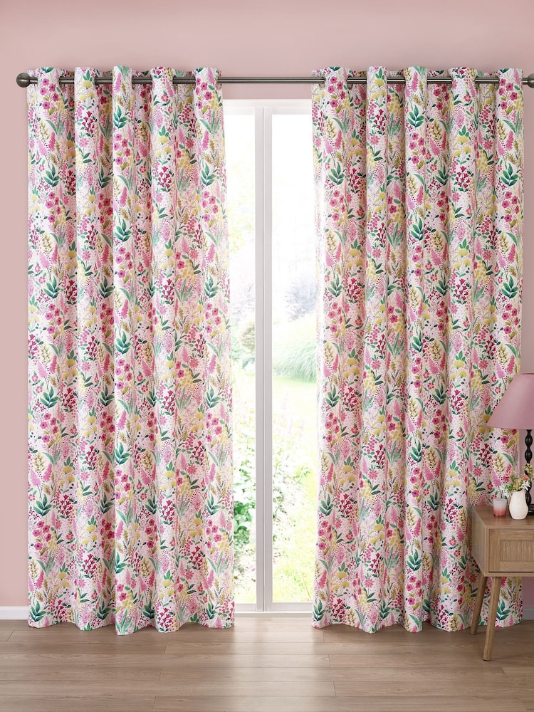 Catherine Lansfield Tilly Floral Fully Reversible Eyelet Curtains - Imagem 1 de 4