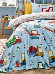 Catherine Lansfield Blue Digger Dreams Cosy Fleece Throw - Image 2 of 4