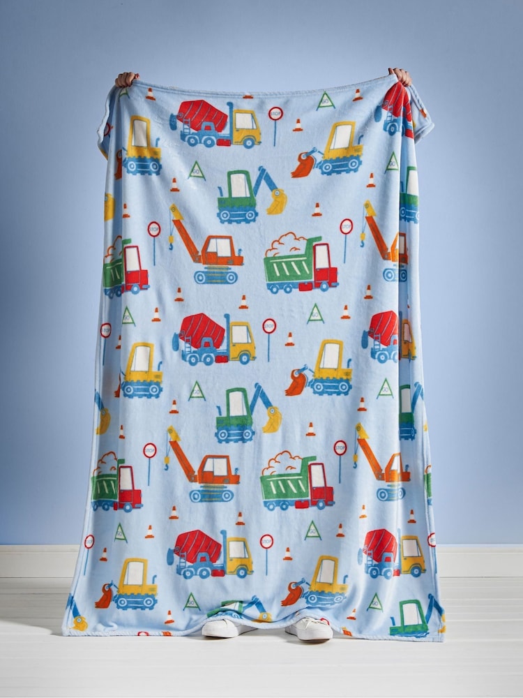 Catherine Lansfield Blue Digger Dreams Cosy Fleece Throw - Image 4 of 4