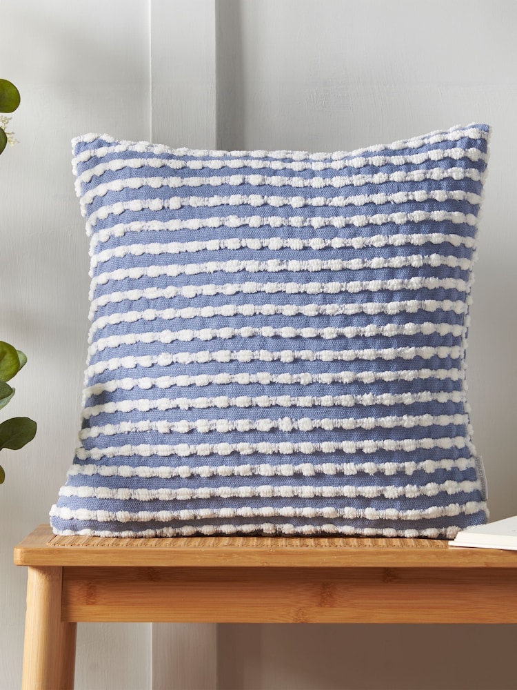 Catherine Lansfield Chambray Blue Stab Stitch Cushion - Image 1 of 2