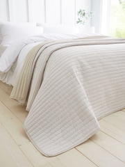 Catherine Lansfield Natural Stripe Quilted Reversible Bedspread - Image 1 of 4