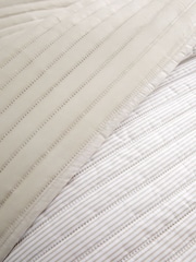 Catherine Lansfield Natural Stripe Quilted Reversible Bedspread - Image 2 of 4