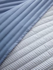Catherine Lansfield Chambray Blue Stripe Quilted Reversible Bedspread - Image 2 of 4