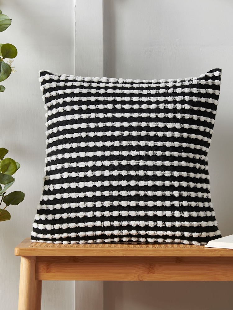 Catherine Lansfield Black Stab Stitch Cushion - Image 1 of 2