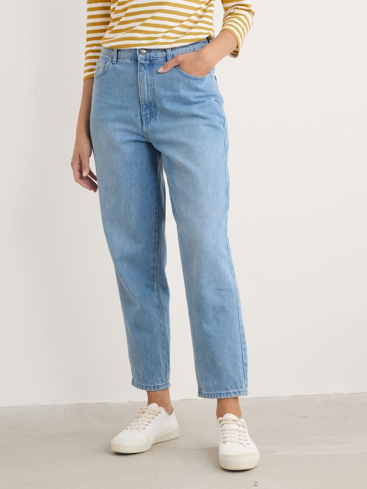 Seasalt Cornwall Blue Tall 100% Cotton Towan Barrel Leg Jeans - Image 1 of 5