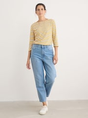 Seasalt Cornwall Blue Tall 100% Cotton Towan Barrel Leg Jeans - Image 3 of 5