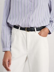 Seasalt Cornwall Black Intertwined Woven Leather Belt - Image 1 of 3