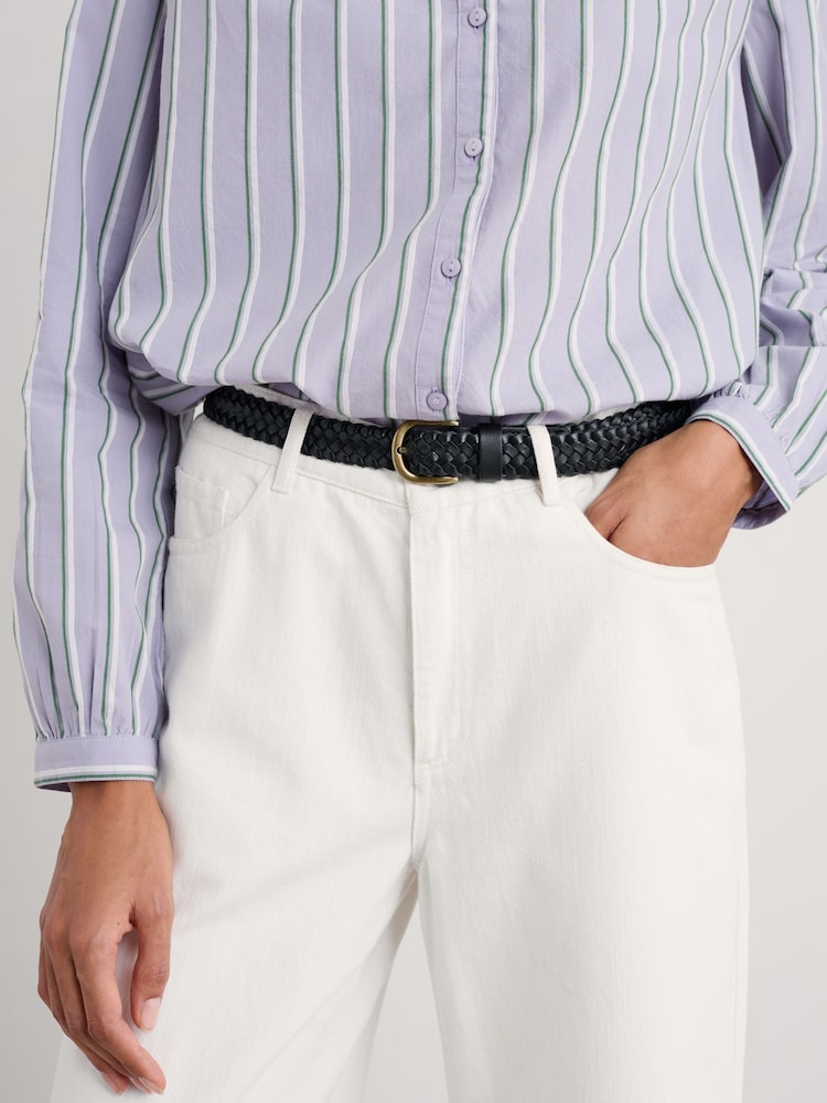 Seasalt Cornwall Black Intertwined Woven Leather Belt - Image 1 of 3