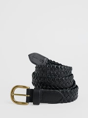 Seasalt Cornwall Black Intertwined Woven Leather Belt - Image 2 of 3
