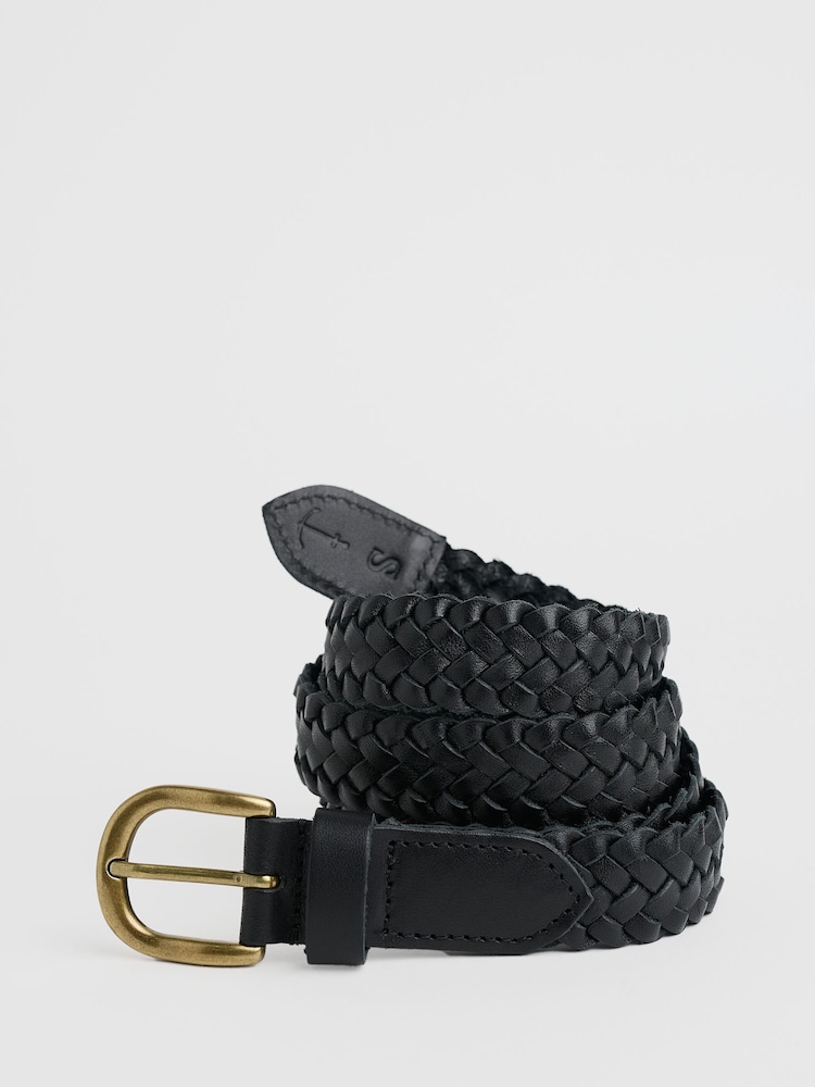 Seasalt Cornwall Black Intertwined Woven Leather Belt - Image 2 of 3