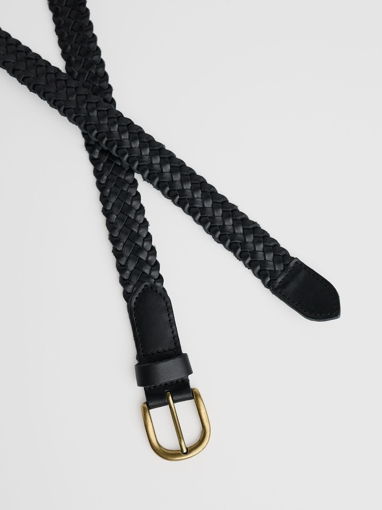 Seasalt Cornwall Black Intertwined Woven Leather Belt - Image 3 of 3