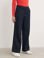Seasalt Cornwall Blue Tall 100% Cotton Sennen Cove Wide Leg Jeans - Image 1 of 5